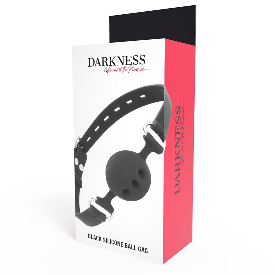 Bâillon BDSM Boule Respirante Silicone Sangles Cuir Réglable - Darkness