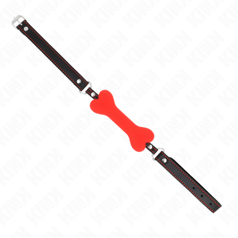 Bâillon BDSM Forme Os Rouge Silicone 12 cm Sangle Réglable - Kink