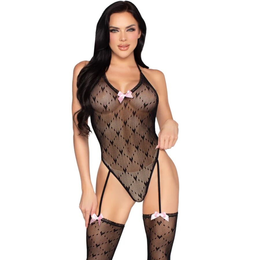 Body Dos Ouvert Sexy Porte-Jarretelles Intégré Taille Unique - Leg Avenue