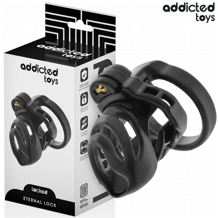 Cage de Chasteté Locked Verrouillable Plug Urétral 4 Anneaux - Addicted Toys