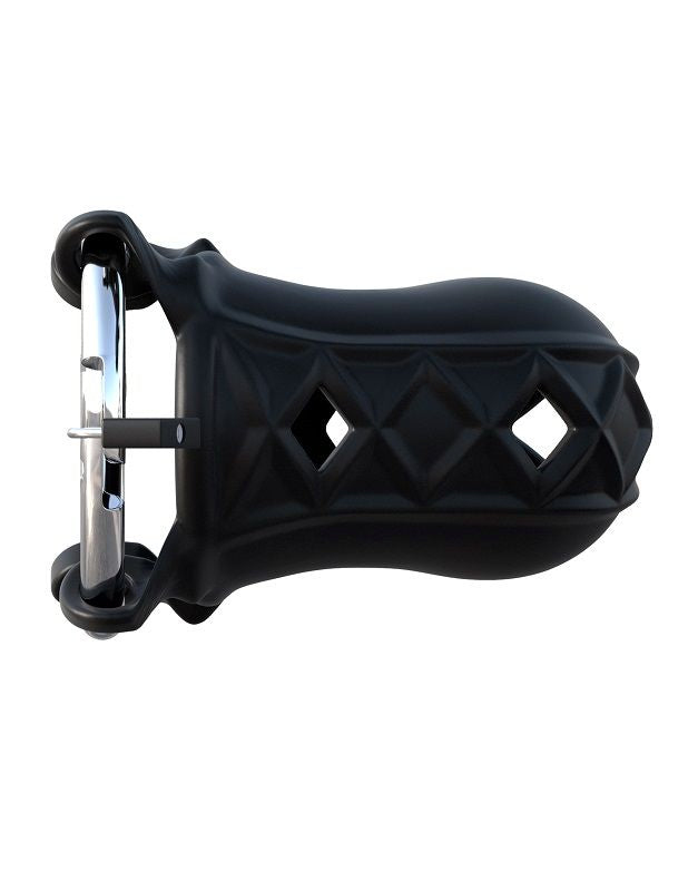 Cage de Chasteté Silicone Ventilée Anneau Acier Réglable 3 Verrous - Fantasy