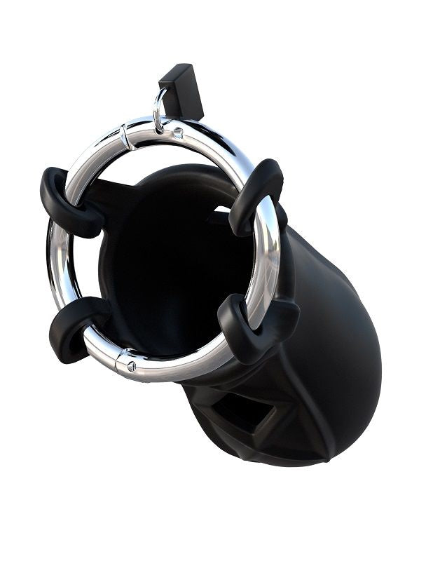Cage de Chasteté Silicone Ventilée Anneau Acier Réglable 3 Verrous - Fantasy