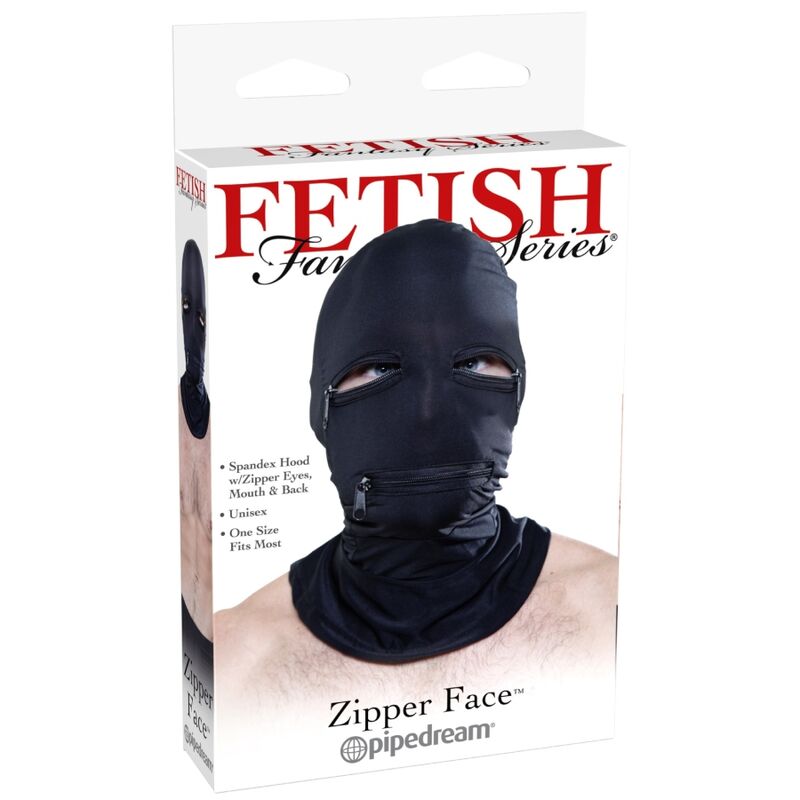 Cagoule BDSM Zippée Yeux et Bouche Taille Unique Respirante - Fetish Fantasy