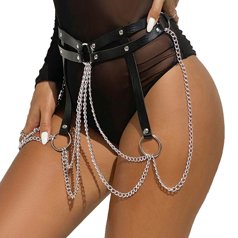 Ceinture Chaîne Bague Cuir Détails Anneaux Taille Unique - Subblime