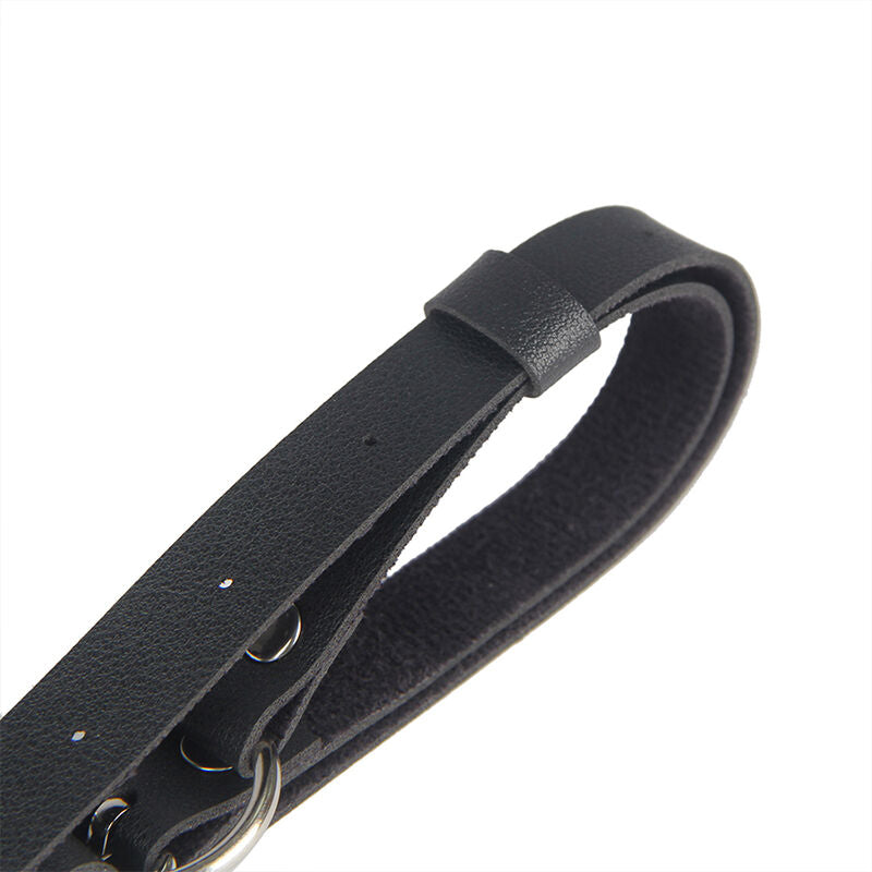 Ceinture Chaîne Cuir Noir Détails Métalliques Taille Unique - Subblime