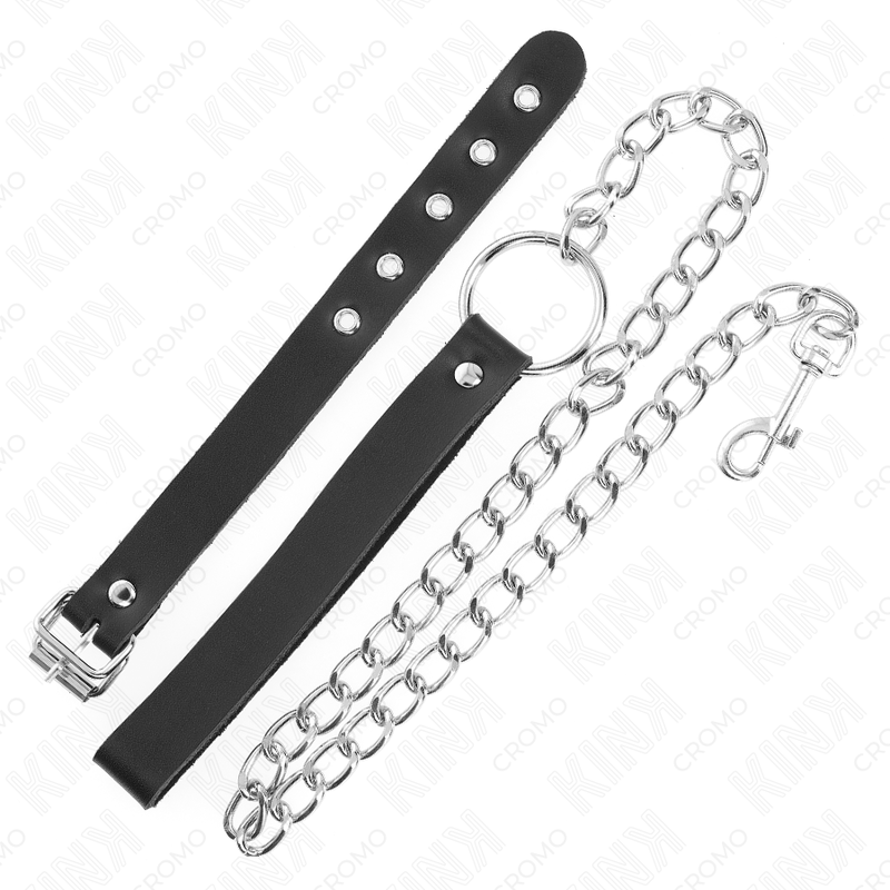 Cockring Cuir avec Sangle Ajustable et Chaîne Métal 60 cm - Kink