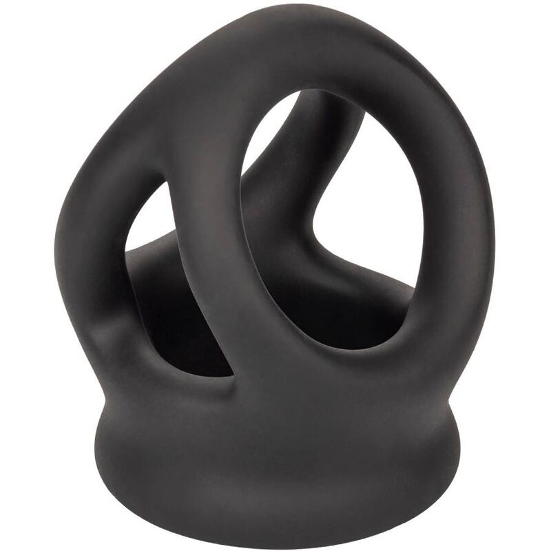 Cockring Double Anneau Alpha Dual Cage Silicone Extensible Noir - CalExotics