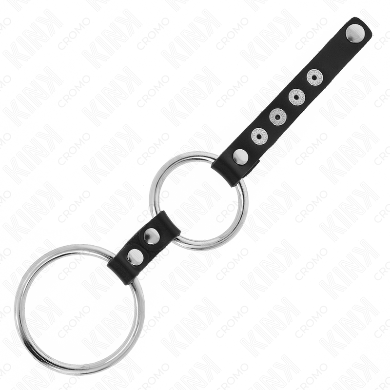 Cockring Double Anneau Métal et Cuir Réglable 3,8 à 5 cm - Kink