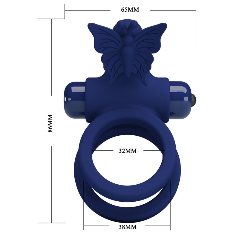 Cockring Double Anneau Vibrant Jamele Stimulateur Papillon 10 Modes - Pretty Love