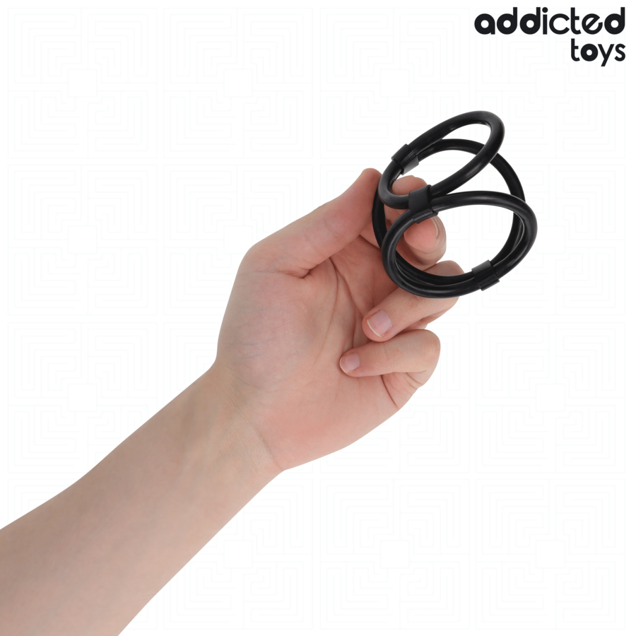 Cockring Triple Anneaux 3 Tailles Souple pour Érection Prolongée - Addicted Toys