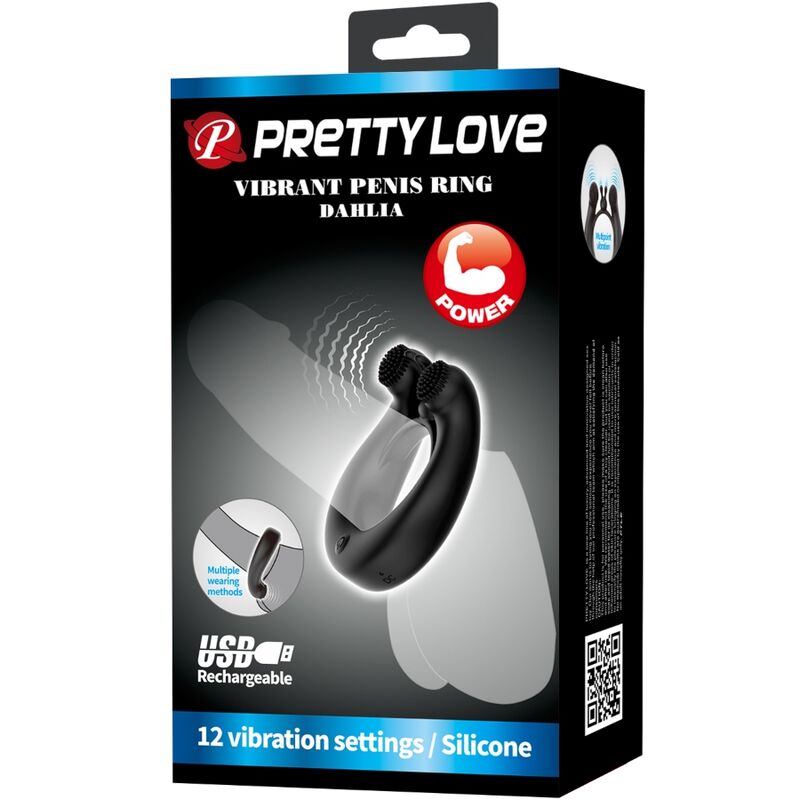 Cockring Vibrant Dahlia Stimulateur Clitoris 12 Vibrations Rechargeable - Pretty Love