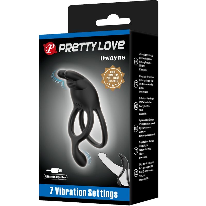 Cockring Vibrant Double Anneau Seth 7 Vibrations Rechargeable - Pretty Love
