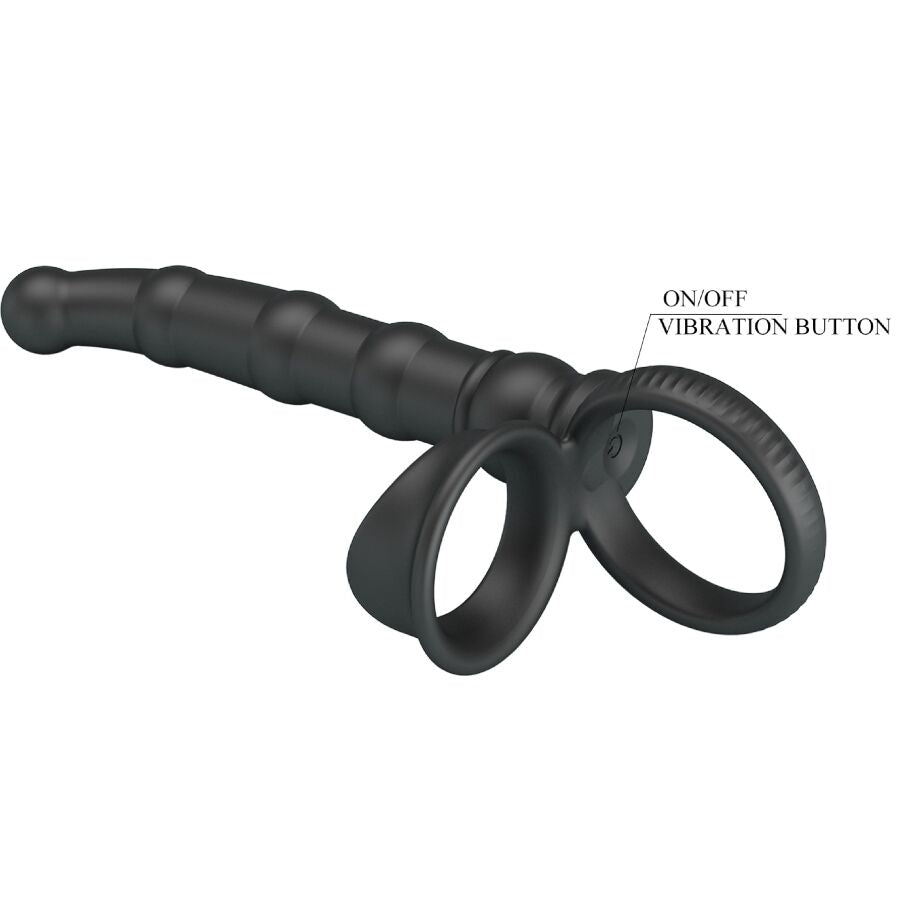 Cockring Vibrant Tatum avec Plug Anal Silicone 10 Vibrations - Pretty Love