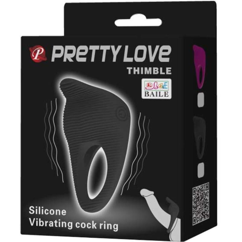 Cockring Vibrant Thimble Silicone Balle Amovible Noir - Pretty Love