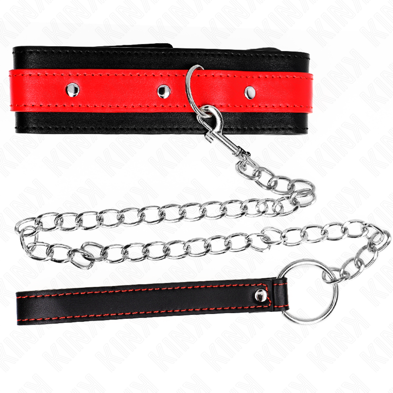 Collier BDSM avec Bracelet Rouge Ajustable Boucle Métal - Kink