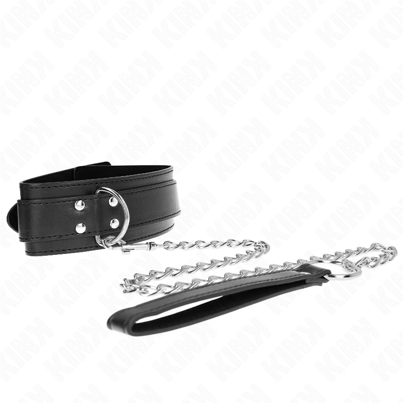 Collier BDSM avec Laisse Boucles Argentées Réglables 33-46 cm - Kink