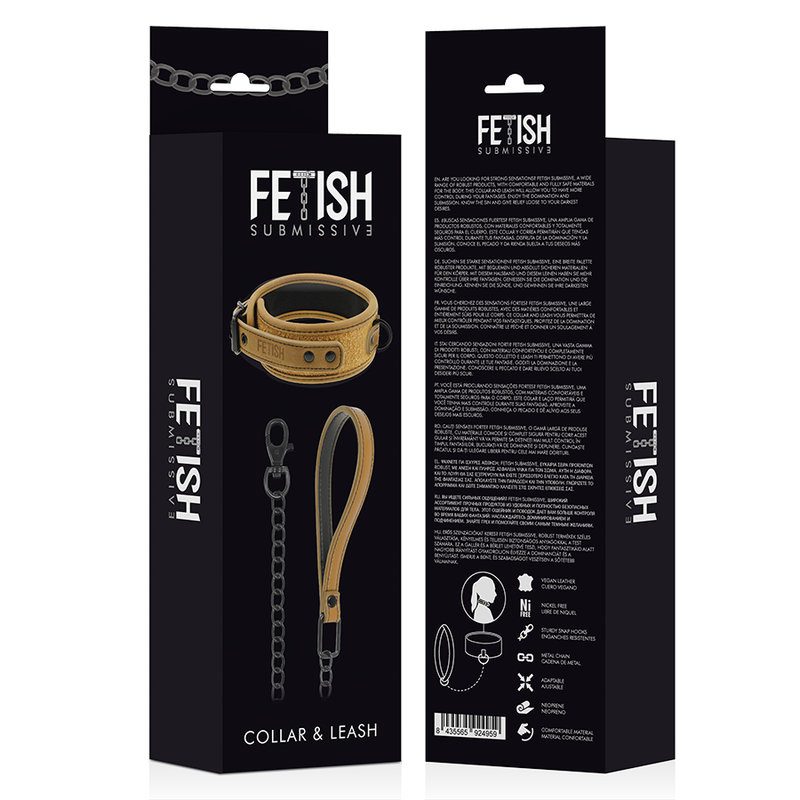 Collier BDSM avec Menottes Origin Chaîne Doublée Néoprène - Fetish Submissive