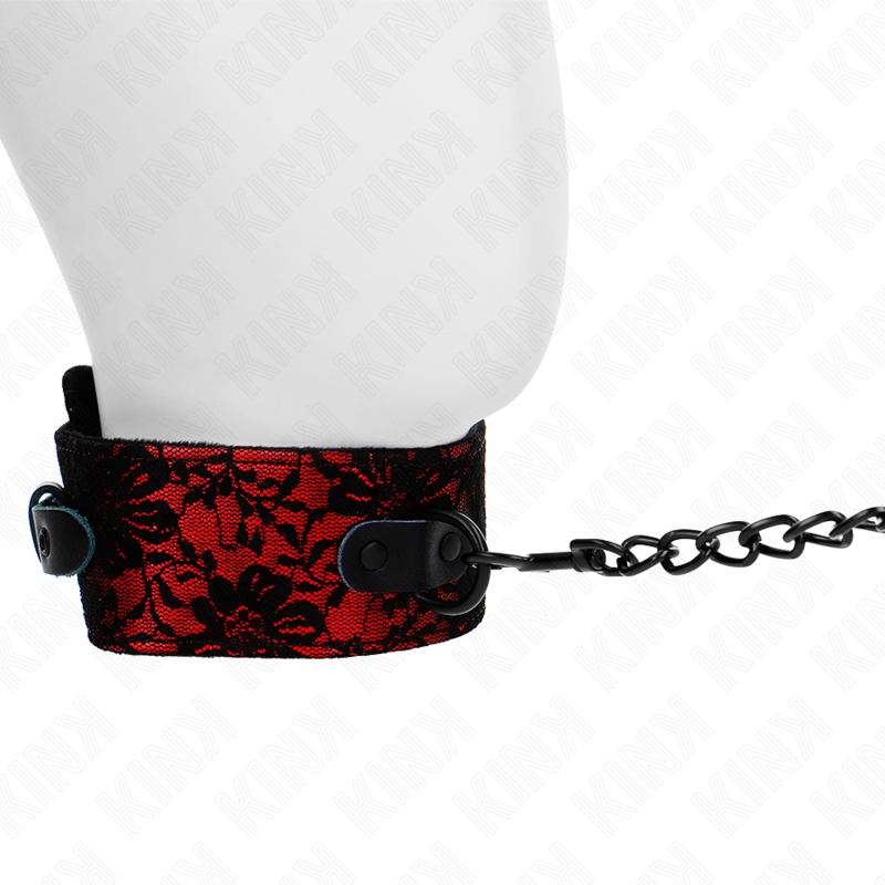 Collier BDSM Dentelle Laisse Cuir Véritable Réglable - Kink