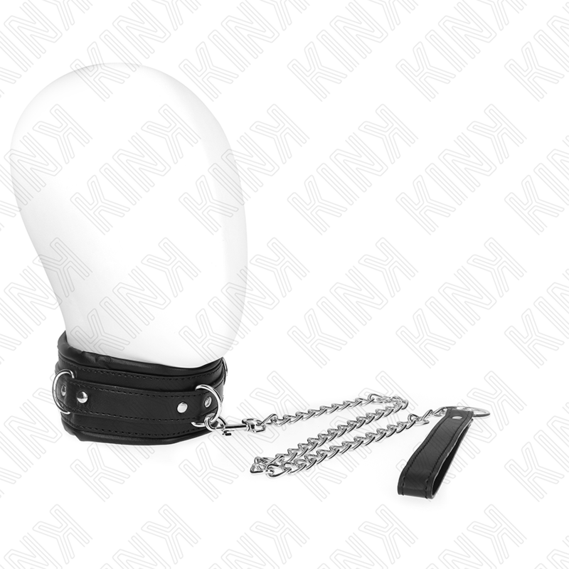 Collier BDSM Lourd Cuir Laisse de 65 cm Réglable - Kink