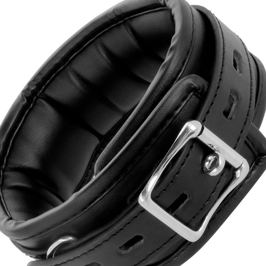 Collier de Posture BDSM Cuir Rembourré avec Laisse Chaîne - Darkness