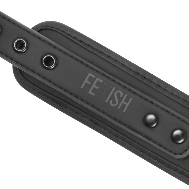 Ensemble Collier et Menottes BDSM Cuir Végan Doublure Néoprène - Fetish Submissive