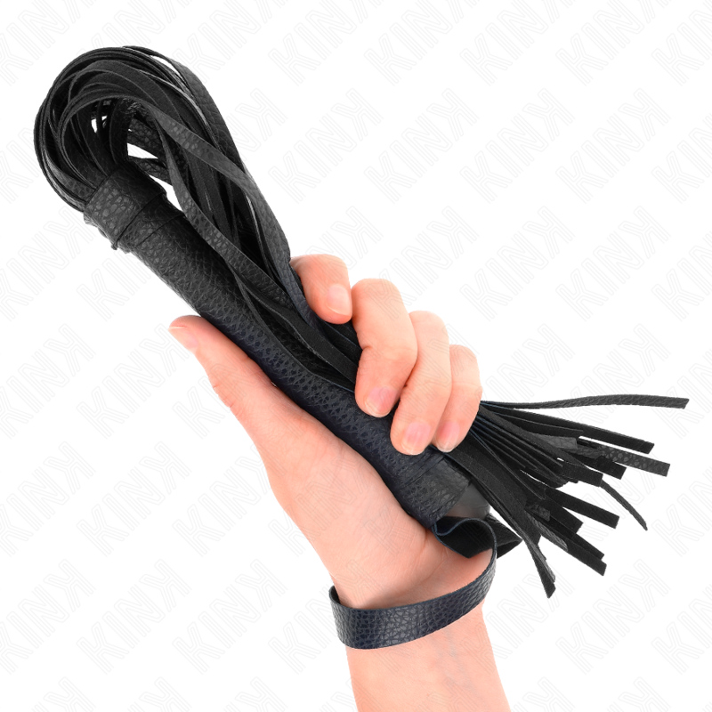 Fouet à Perles BDSM Bleu Foncé 43,5 cm Poignée Ergonomique - Kink
