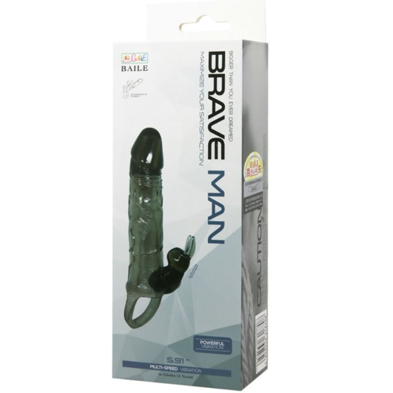 Gaine à Pénis Réaliste Brave Man Lapin Vibrant 16,5 cm - Baile