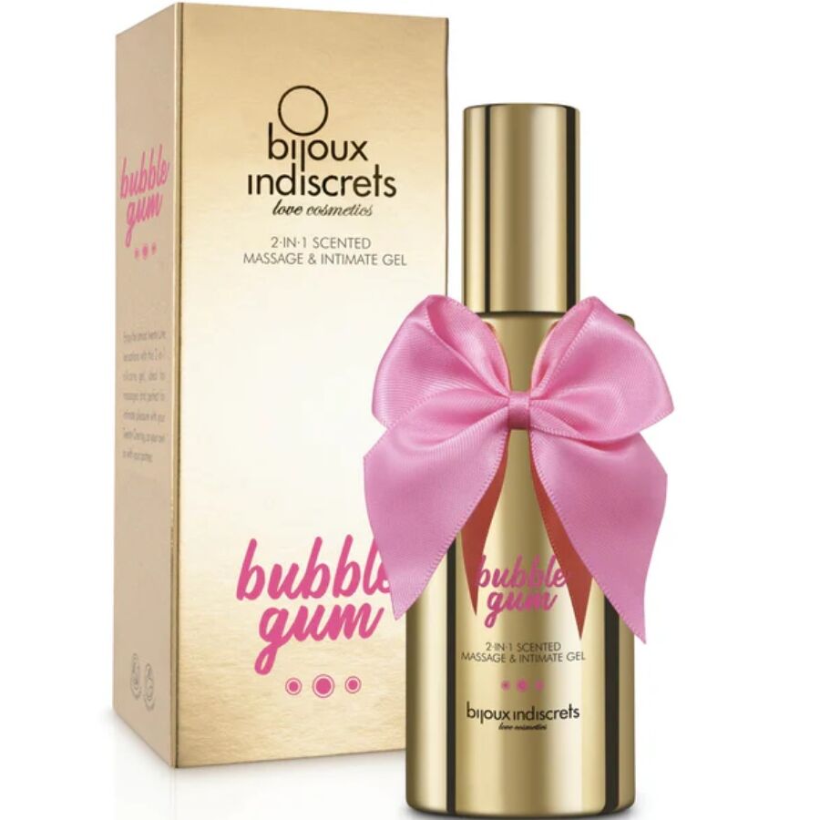 Gel de Massage et Intime 2 en 1 Bubble Gum Fraise 100 ml - Bijoux Indiscrets