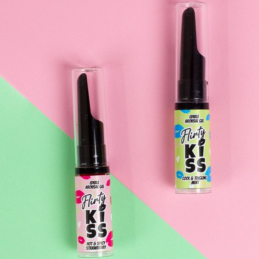 Gels Coquins Flirty Kiss Sexe Oral Fraise & Menthe Comestibles 2 x 8 g - Secretplay