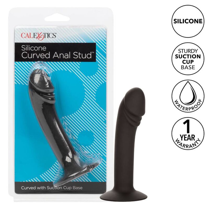 Gode Anal Courbé Stud Silicone Ventouse Base Évasée - CalExotics
