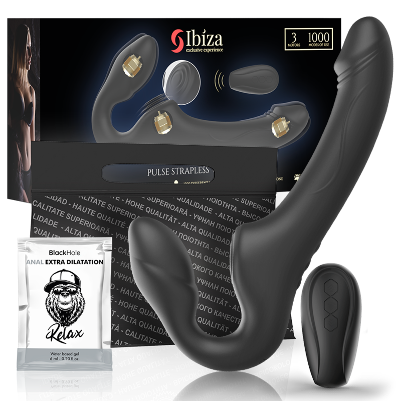 Gode Ceinture Sans Harnais Strapples Télécommandé 3 Moteurs Rechargeable - Ibiza
