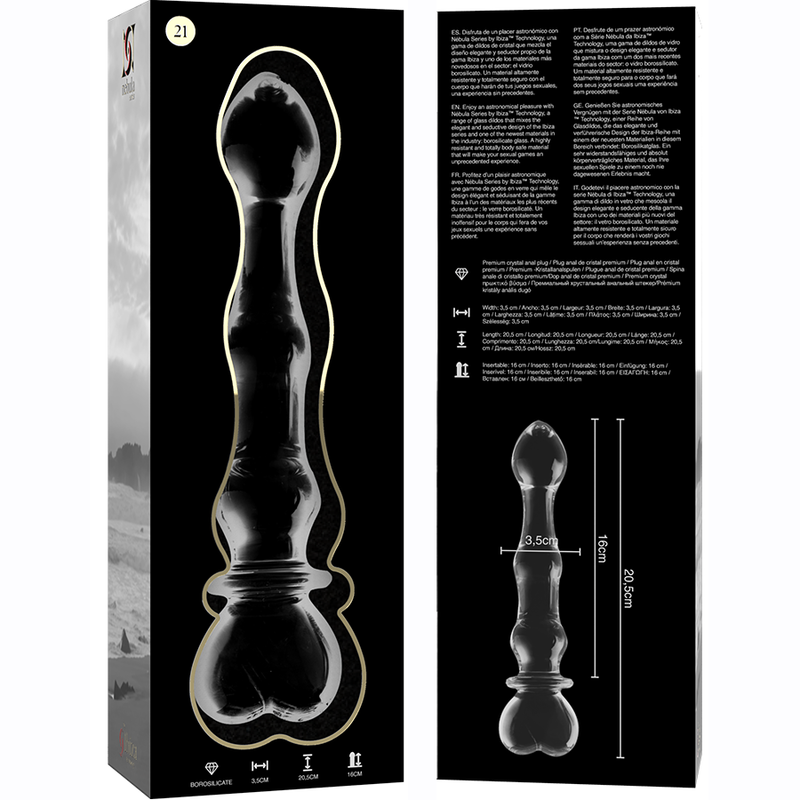Gode en Verre Borosilicate Nebula Modèle 21 Clair 20,5 cm