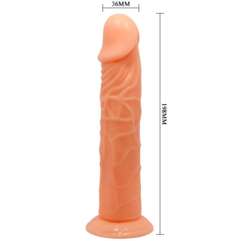 Gode Réaliste Ventouse Vive Veiné 19,8 cm Compatible Harnais - Baile