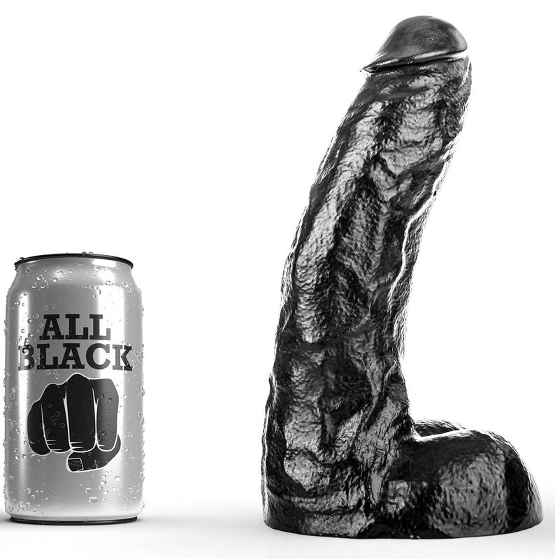 Gode Réaliste XL Dong 25,5 cm Noir Texturé - All Black