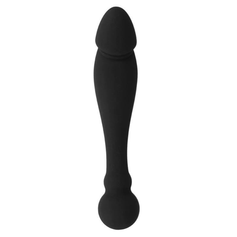 Gode Stimulant Point G Karl Double Densité Silicone 18 cm - Black&Silver