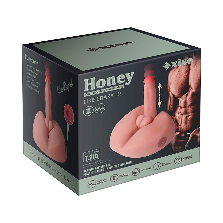 Gode Vibrant Réaliste Honey 25 cm Ventouse Rechargeable USB - Xise