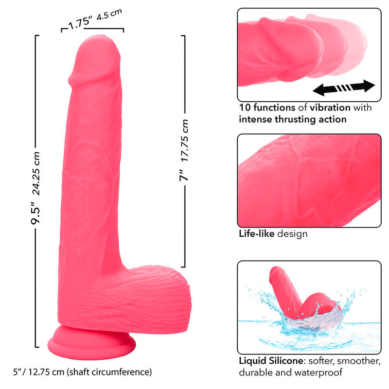 Gode Vibrant Réaliste Va-et-Vient Studs 10 Modes Ventouse IPX7 - CalExotics