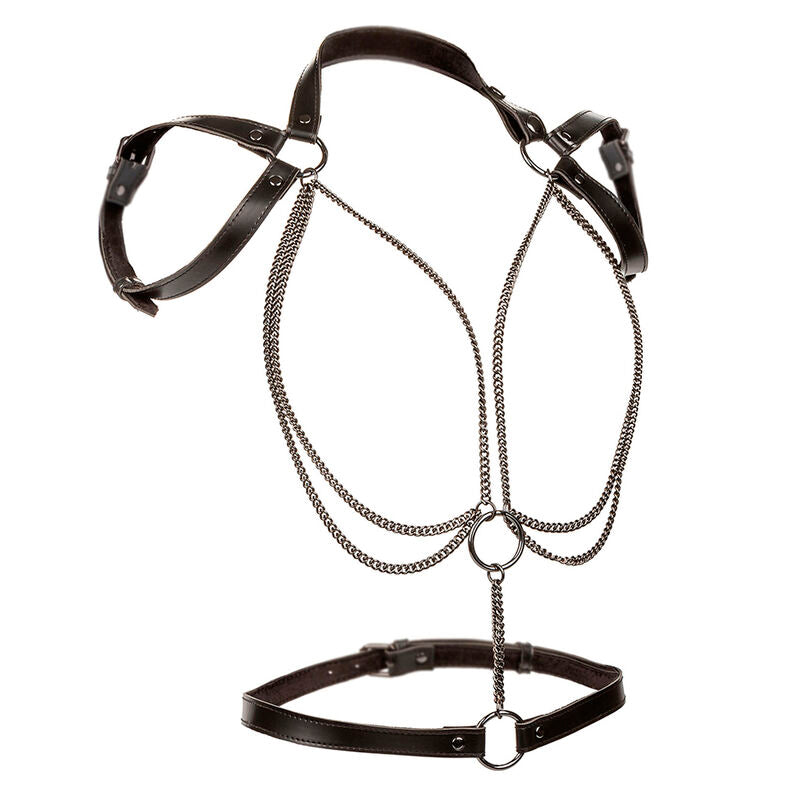 Harnais BDSM Licol Multichaînes Euphoria Cuir Végétalien - CalExotics