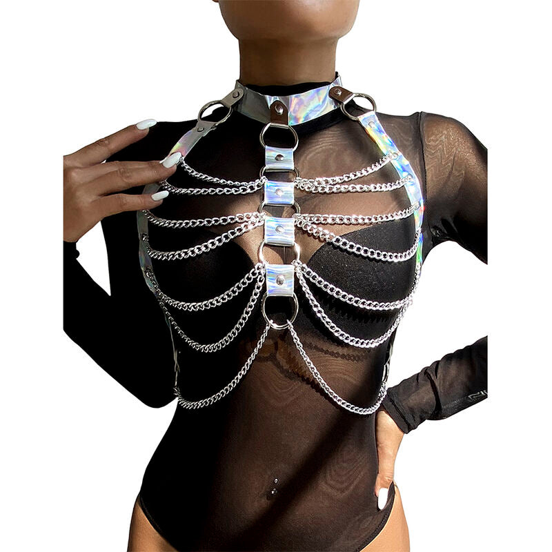 Harnais de Poitrine Anneaux et Chaînes Argent Taille Unique - Subblime