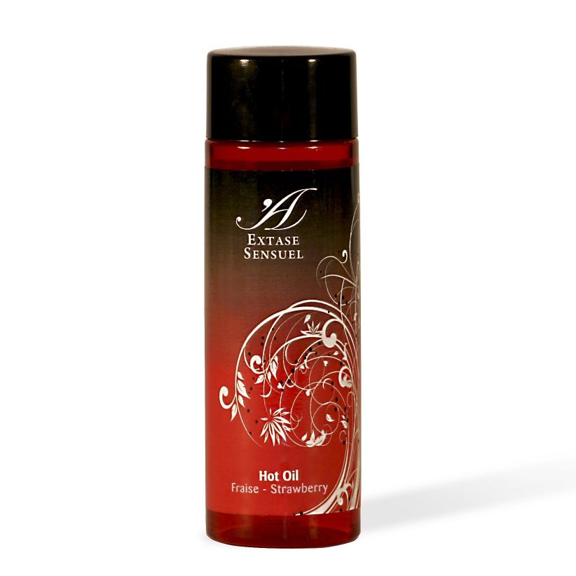 Huile de Massage Stimulante Chaleur Fraise - Effet Thermique - Extase Sensual