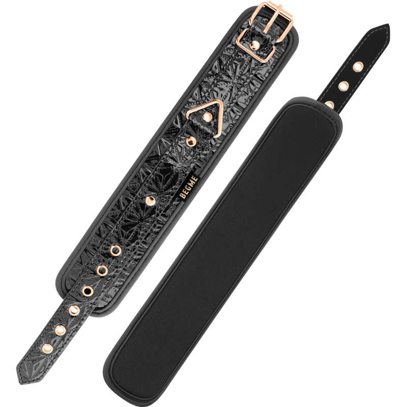 Menottes BDSM Cuir Vegan Métal Sans Nickel Rembourrées - Begme Black Edition