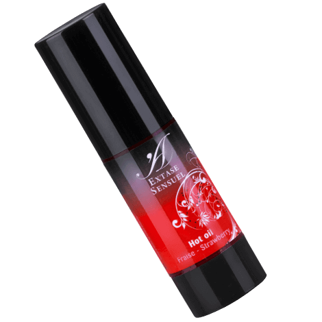 Huile de Massage Stimulante Chaleur Fraise - Effet Thermique - Extase Sensual