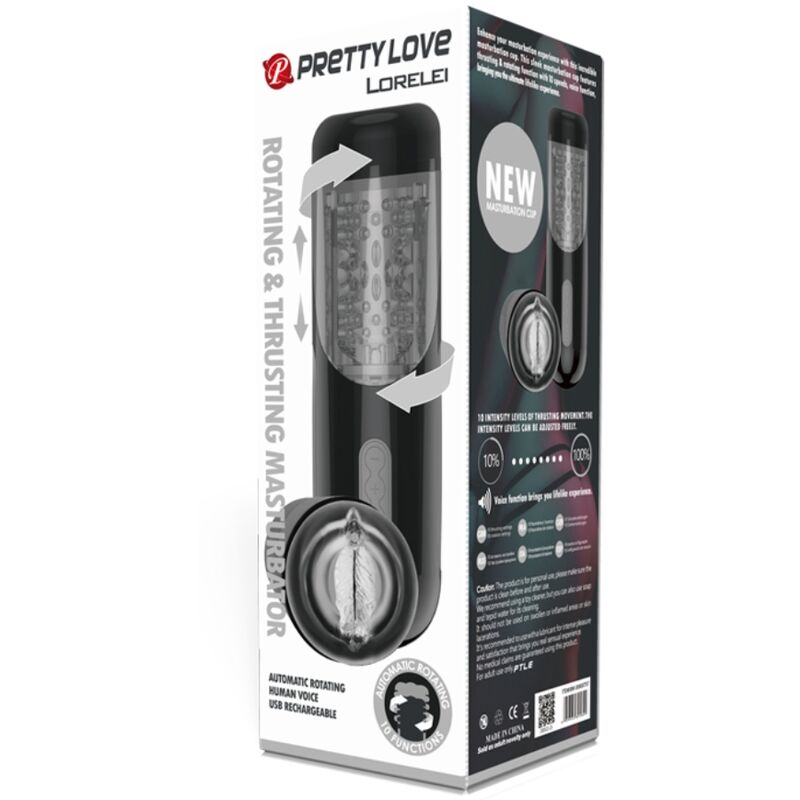 Masturbateur Automatique Lorelei Rotation et Poussée 10 Modes Rechargeable - Pretty Love
