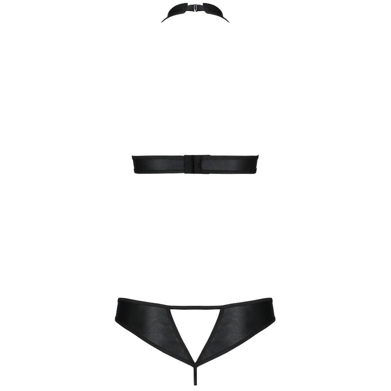 Ensemble Lingerie Malwia Cuir Écologique Soutien-Gorge Ouvert et String - Passion Woman