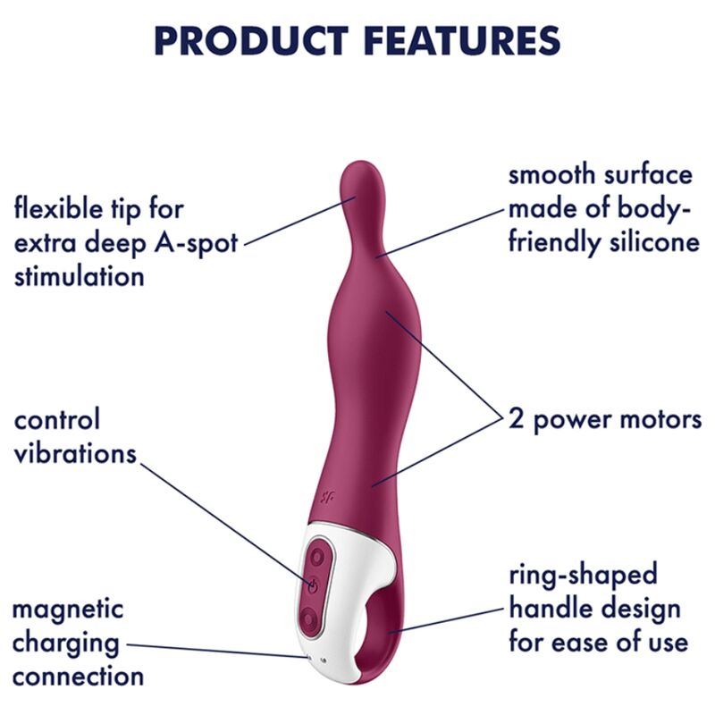Vibromasseur Point A A-Mazing 1 Tige Incurvée Lisse 2 Moteurs - Satisfyer