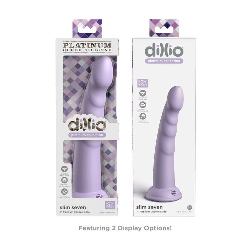 Gode Ventouse Slim Seven Silicone Platine - Dillio Platinum