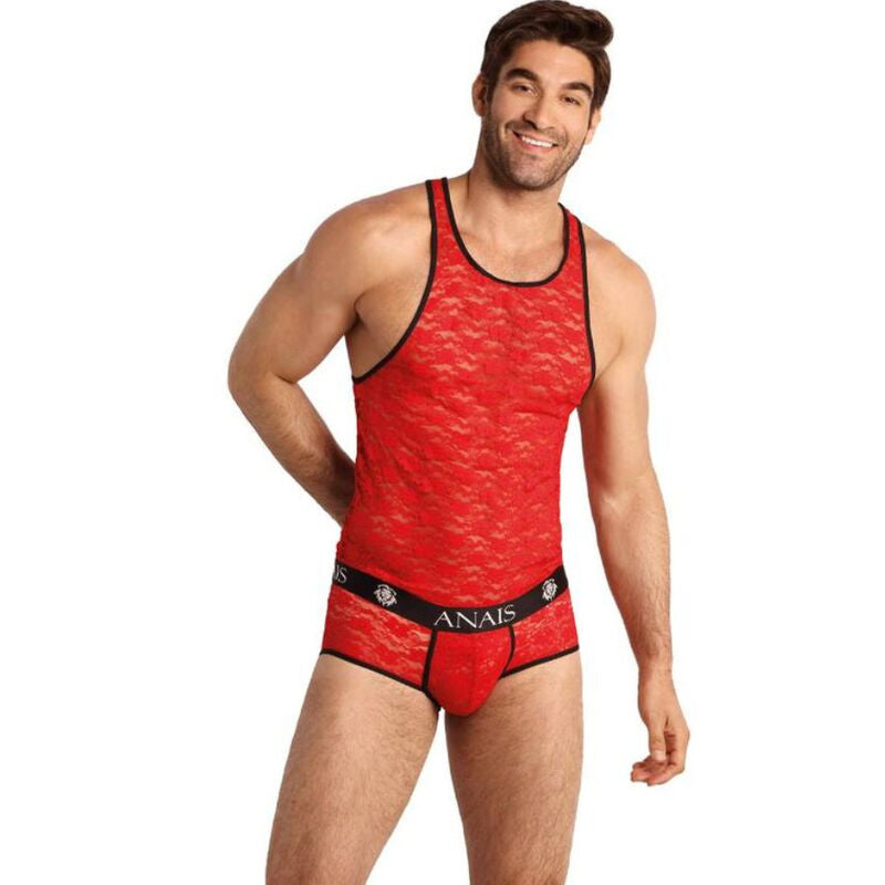 Top Lingerie Homme Braver Dentelle Rouge Imprimé Fleuri - Anais Men