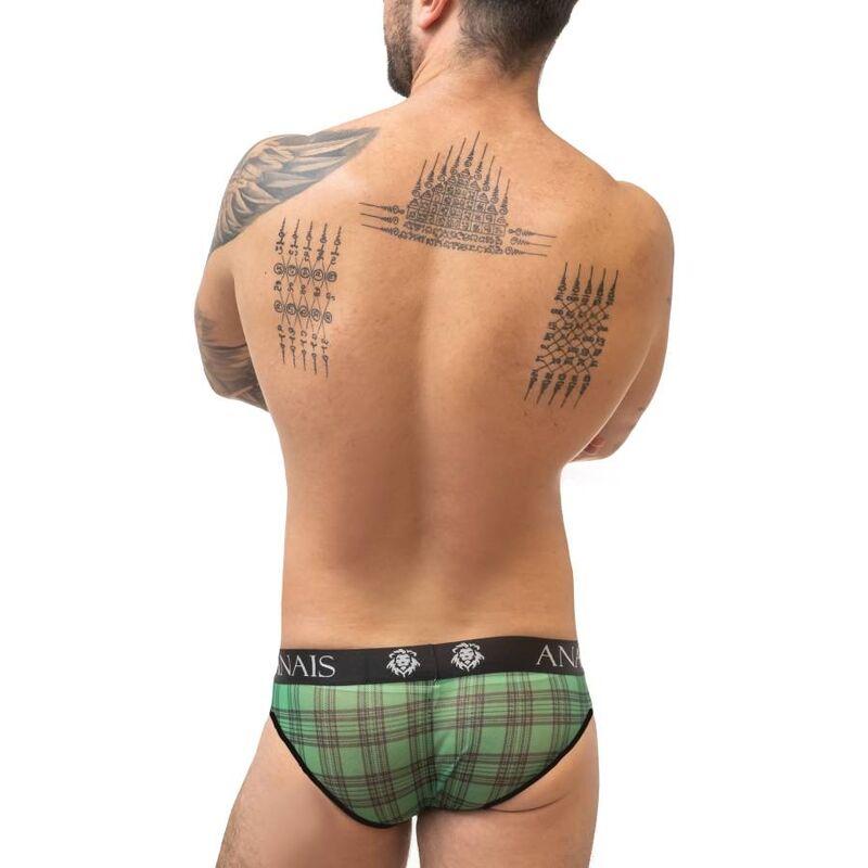 Slip Magic Lingerie Masculine Lycra Carreaux Verts et Noirs - Anais Men