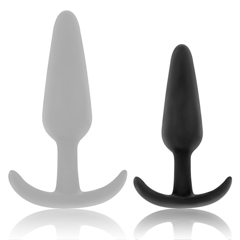 Plug Anal Silicone Hansel Petite Poignée Base Évasée - Black&Silver