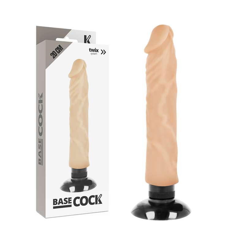 Vibromasseur Réaliste 2 en 1 Ventouse Extenseur 20 cm TPE - Basecock